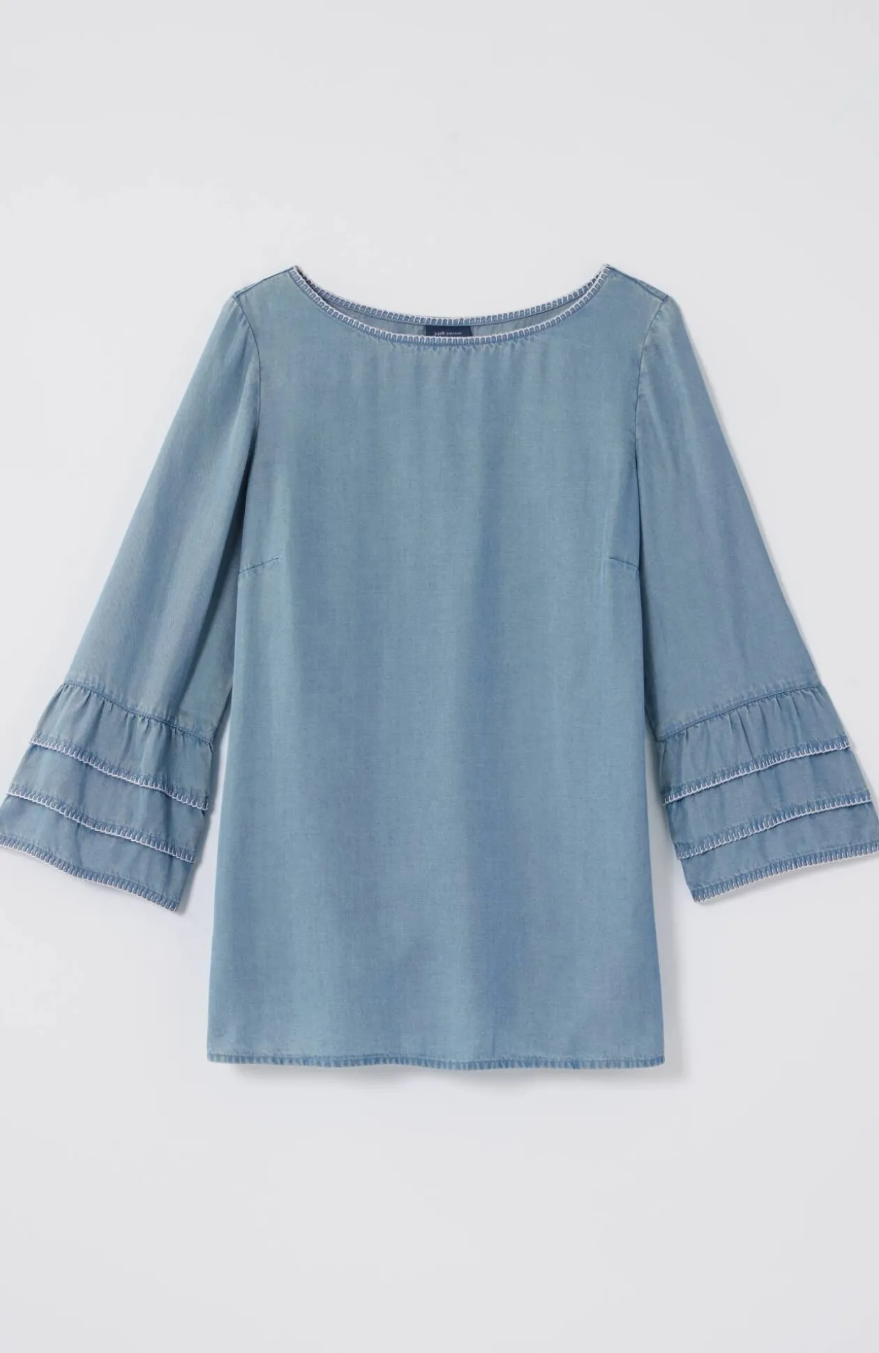 Bell-Sleeve Boat-Neck Top