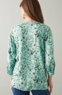 Botanical Birds Printed Satin Top