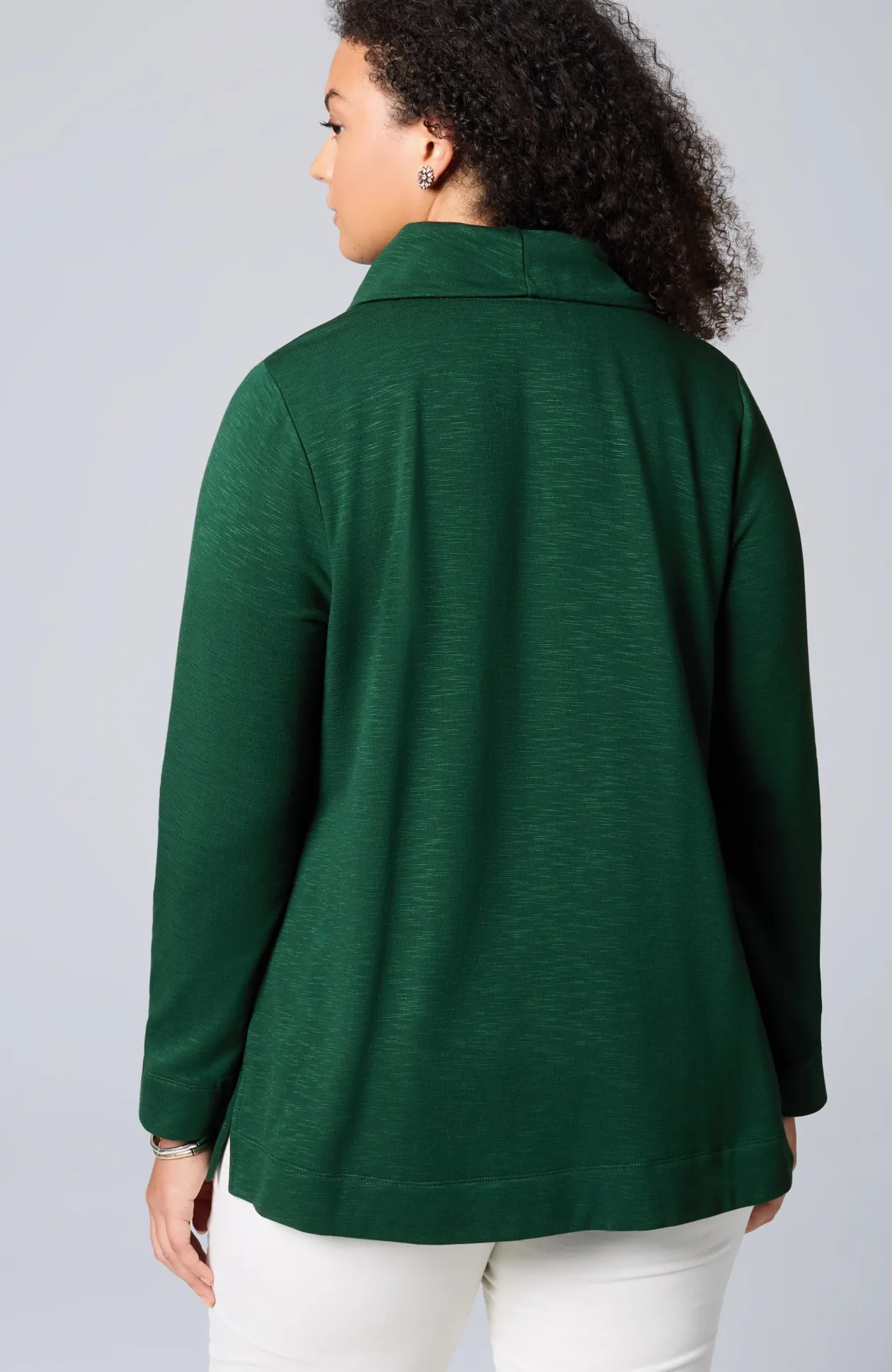 Brushed-Fleece Cowl-Neck Knit Top