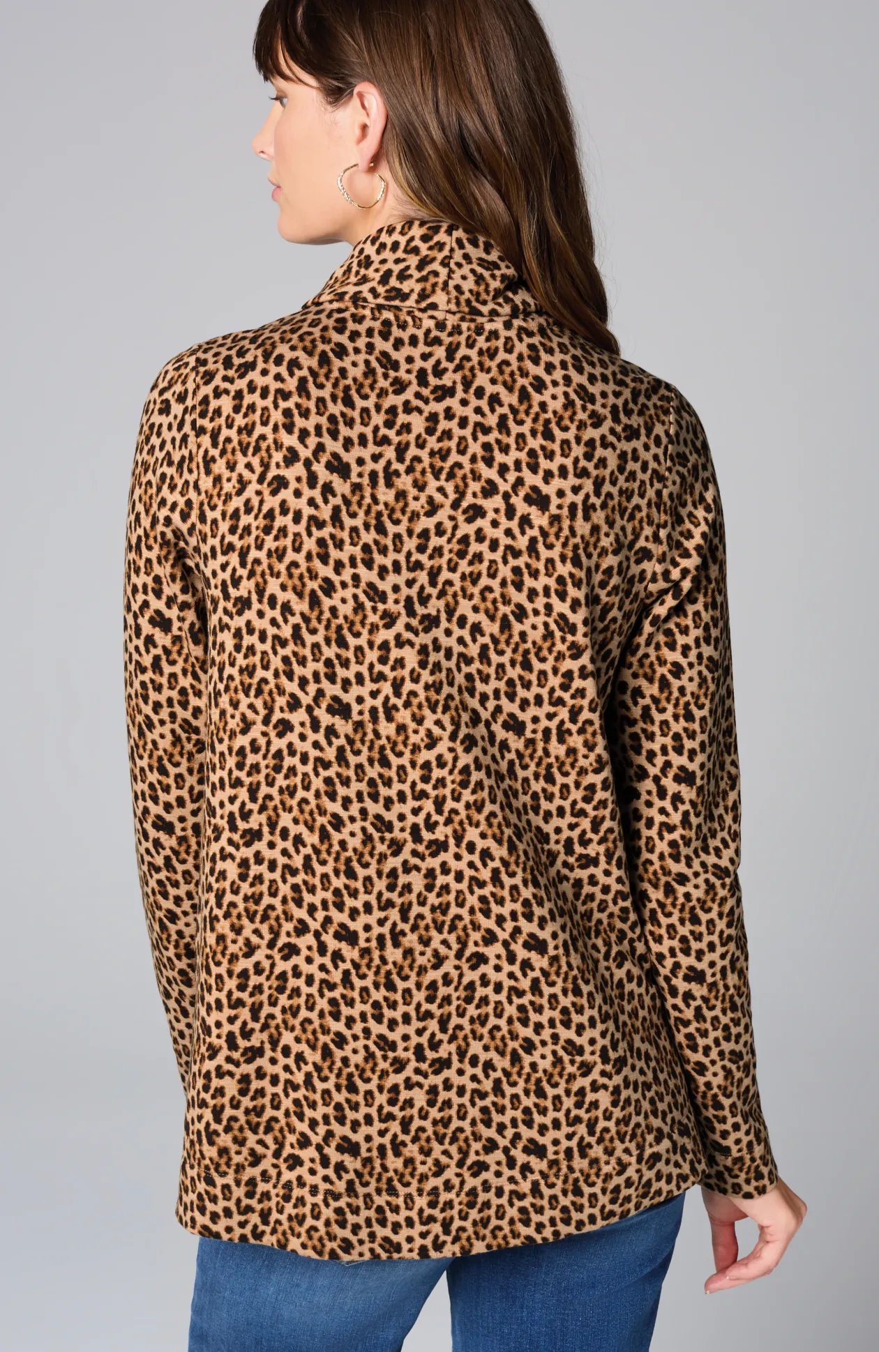 Brushed-Fleece Cowl-Neck Knit Top