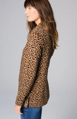Brushed-Fleece Cowl-Neck Knit Top