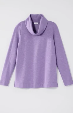 Brushed-Fleece Cowl-Neck Knit Top