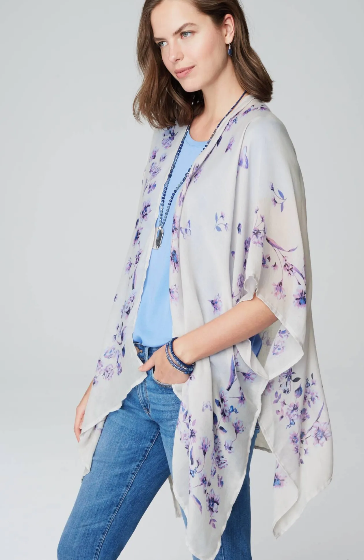 Butterfly-Printed Ruana