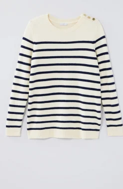 Buttoned-Shoulder Pullover Sweater