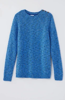 Buttoned-Shoulder Pullover Sweater