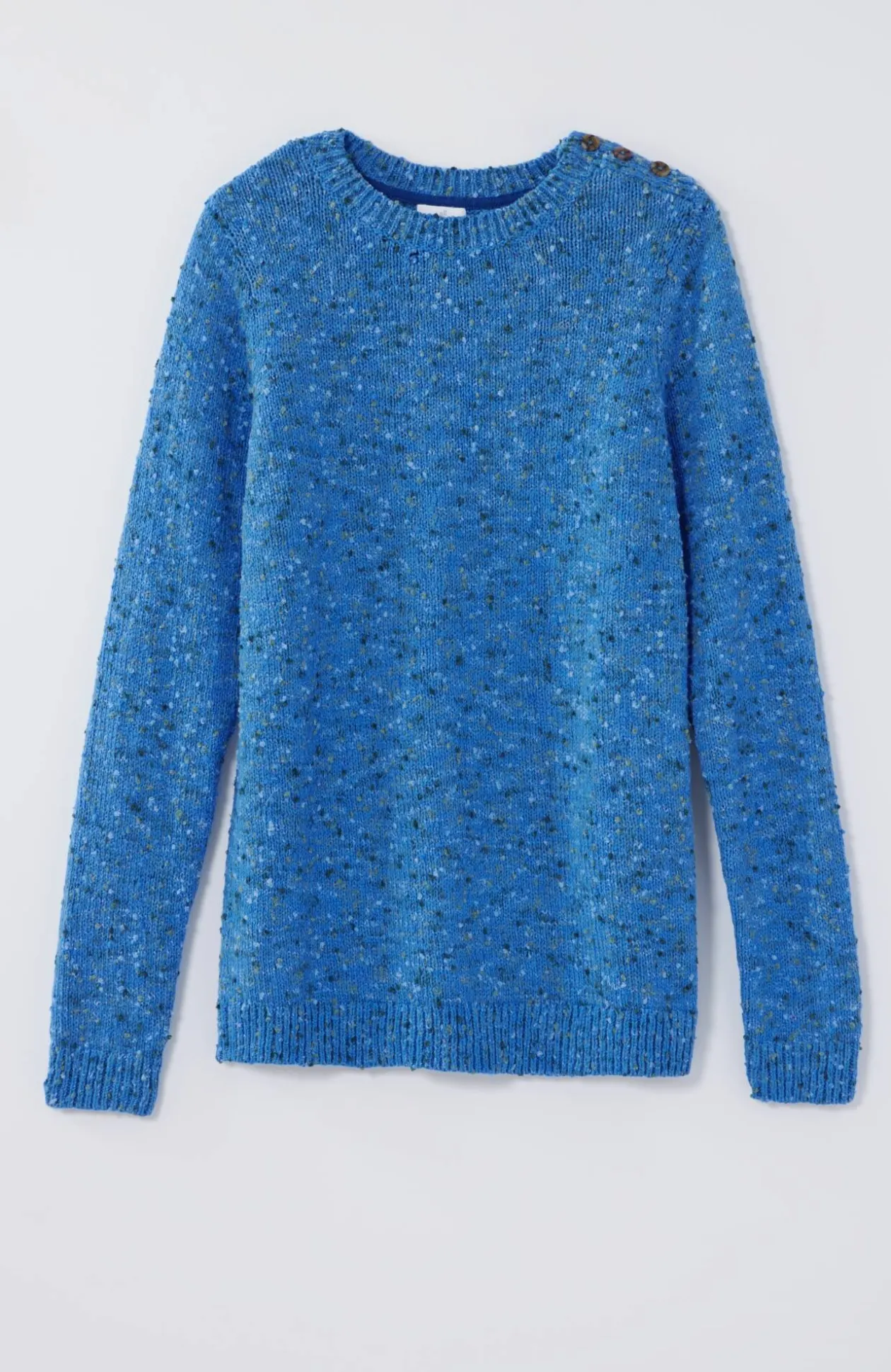 Buttoned-Shoulder Pullover Sweater