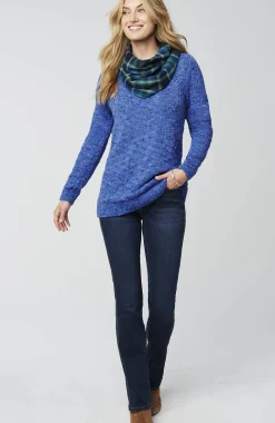 Buttoned-Shoulder Pullover Sweater
