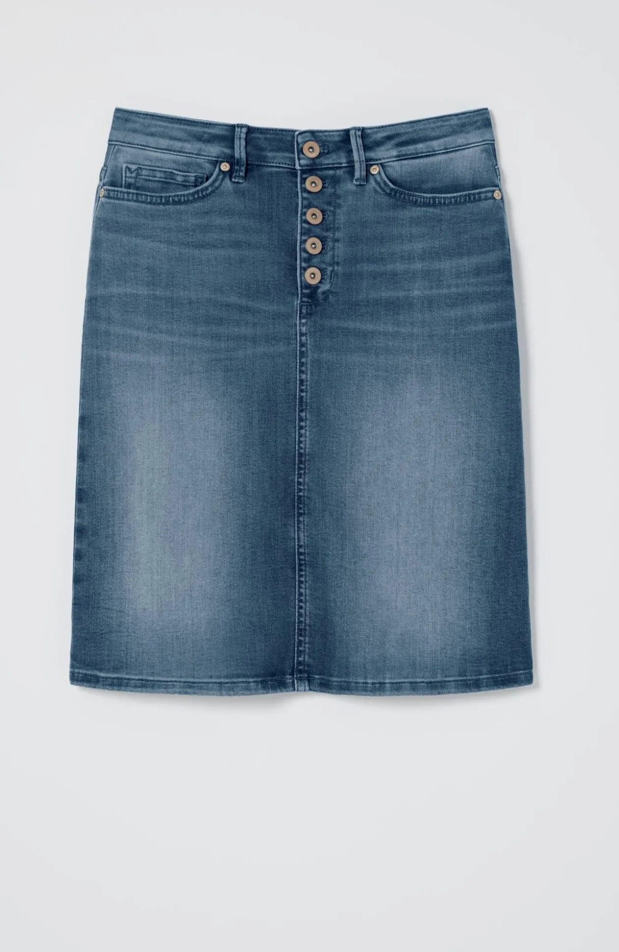 Button-Fly Denim Skirt