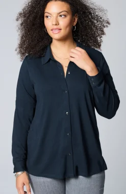 Button-Front Knit Shirt