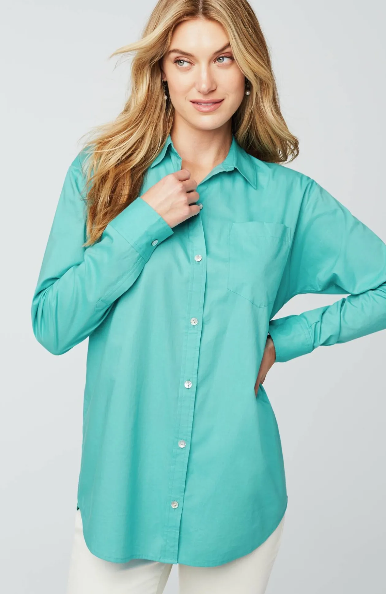 Button-Front Relaxed Tunic
