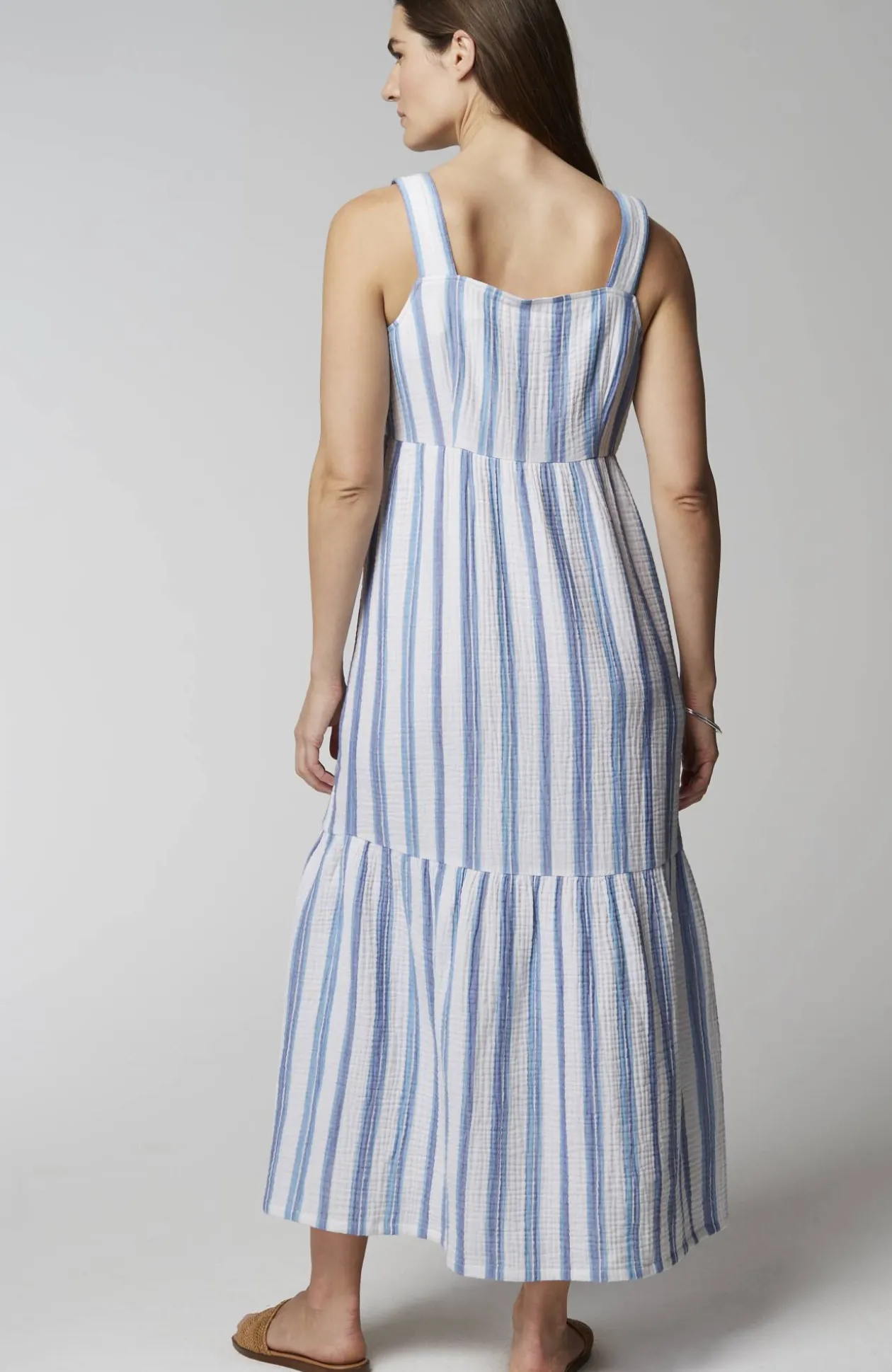 Cabana-Striped Midi Dress