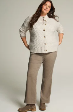 Cabled Button-Front Cardi