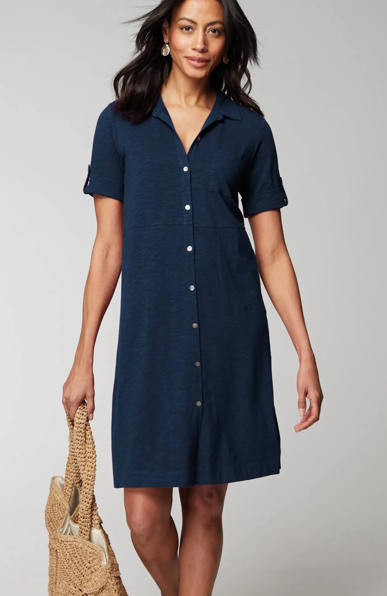 Classic Cotton-Slub Shirtdress