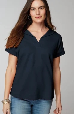 Collared Short-Sleeve Sweatshirt