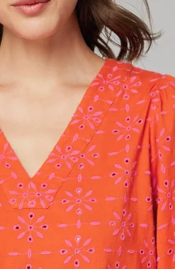 Contrasting-Eyelet Tunic