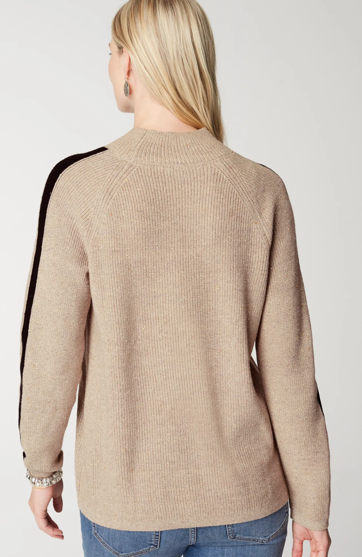 Contrasting-Stripe Ribbed Sweater