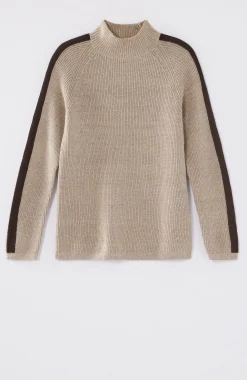 Contrasting-Stripe Ribbed Sweater