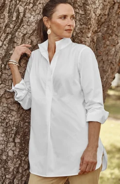 Cotton Stand-Collar Tunic