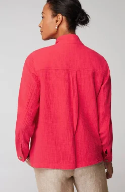 Cotton-Gauze Button-Front Jacket