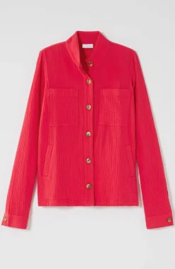 Cotton-Gauze Button-Front Jacket