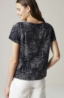 Cotton-Gauze Cap-Sleeve Top