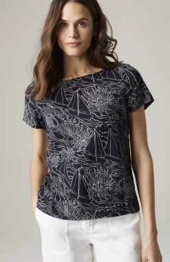 Cotton-Gauze Cap-Sleeve Top