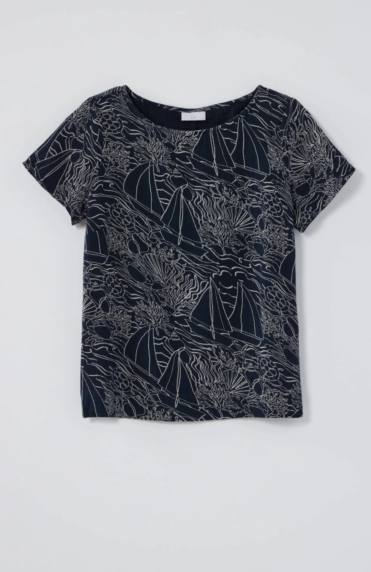Cotton-Gauze Cap-Sleeve Top