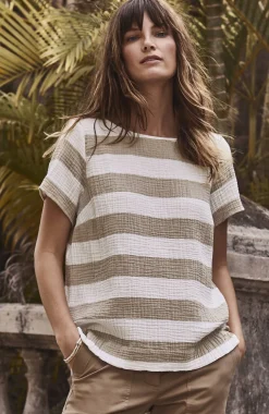Cotton-Gauze Cap-Sleeve Top