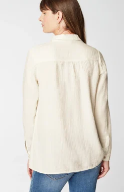 Cotton-Gauze Mixed-Media Shirt