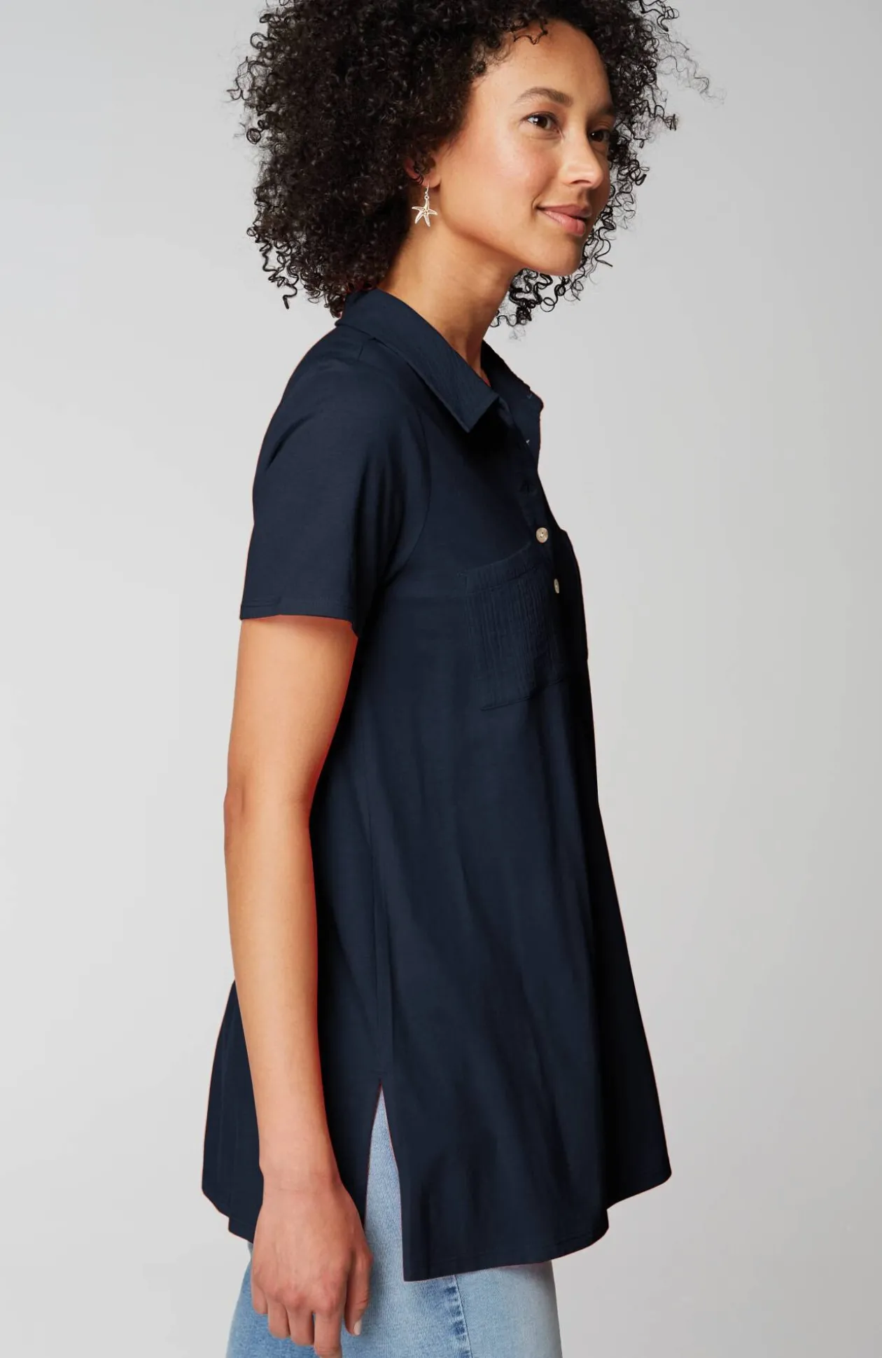 Cotton-Gauze Mixed-Media Tunic