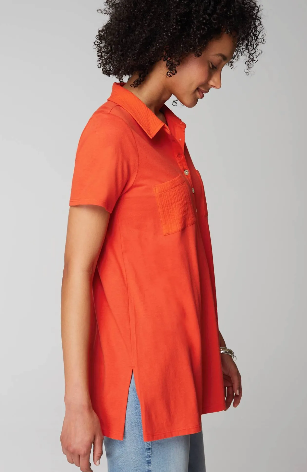 Cotton-Gauze Mixed-Media Tunic