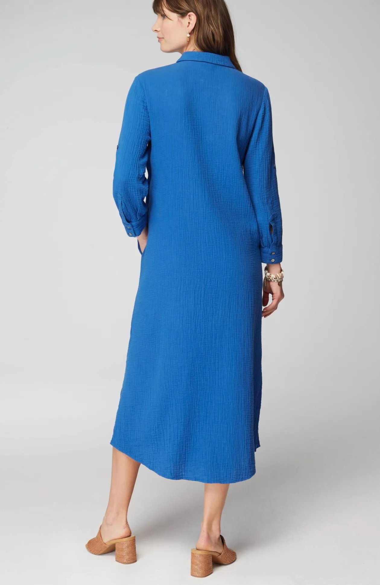 Cotton-Gauze One-Pocket Shirtdress