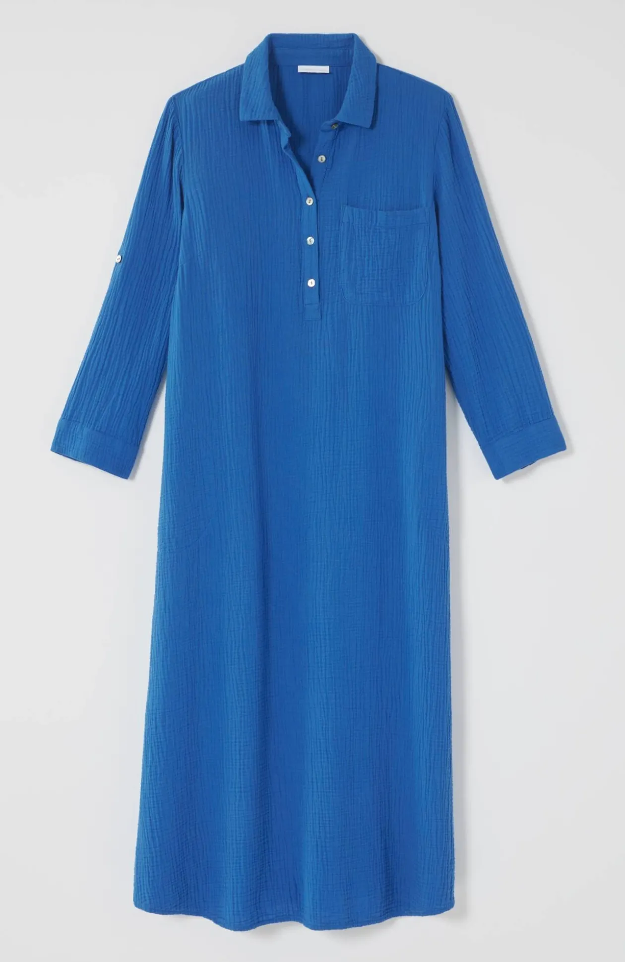 Cotton-Gauze One-Pocket Shirtdress