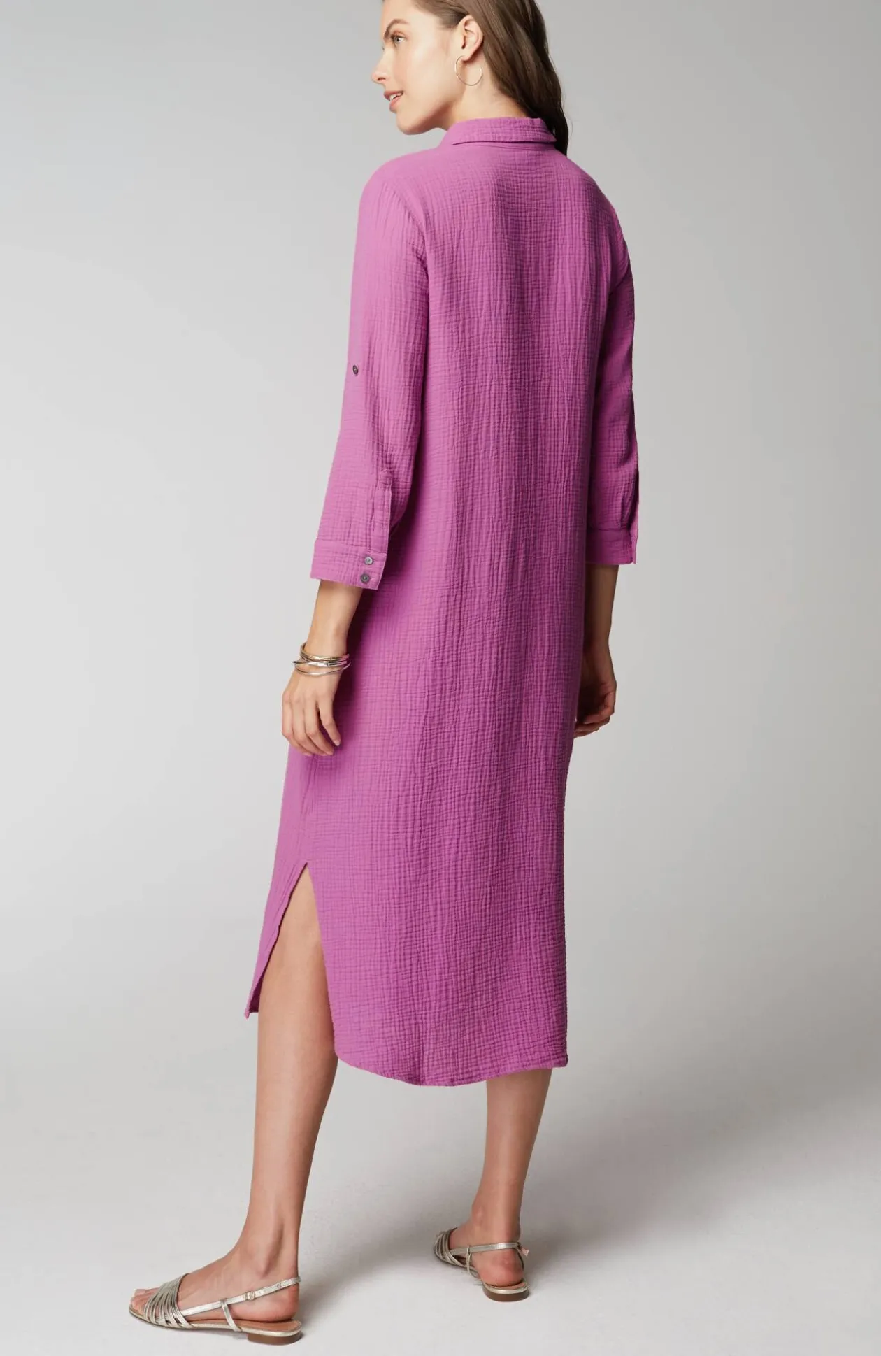 Cotton-Gauze One-Pocket Shirtdress