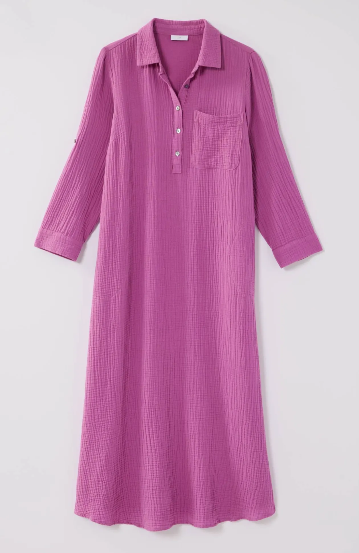 Cotton-Gauze One-Pocket Shirtdress