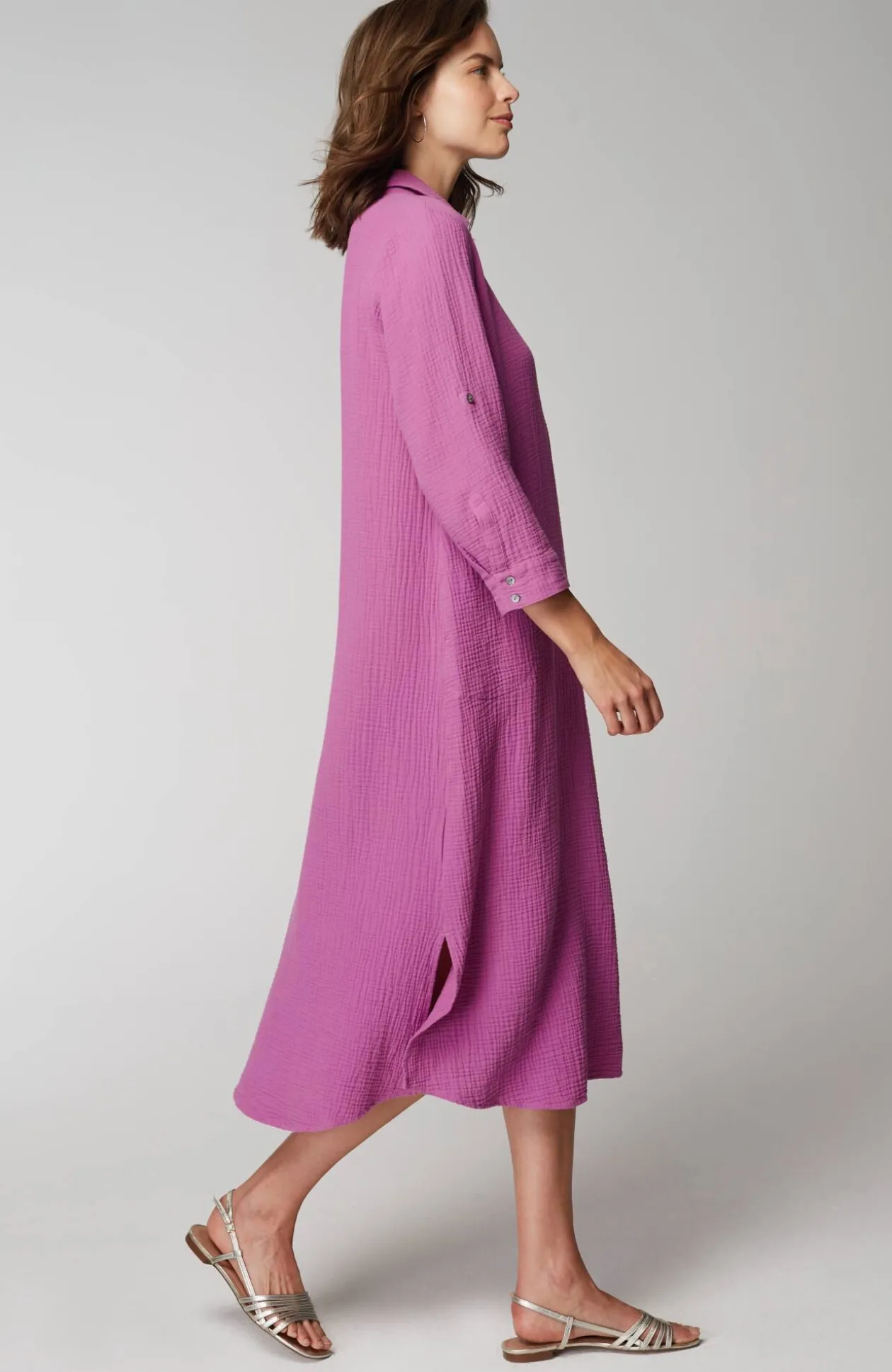 Cotton-Gauze One-Pocket Shirtdress