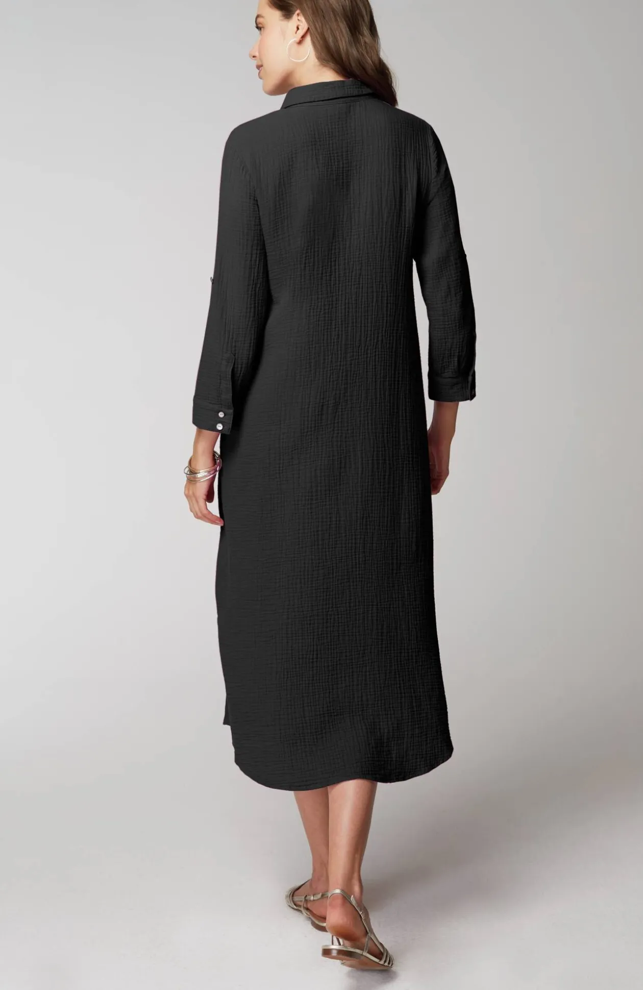 Cotton-Gauze One-Pocket Shirtdress