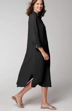 Cotton-Gauze One-Pocket Shirtdress