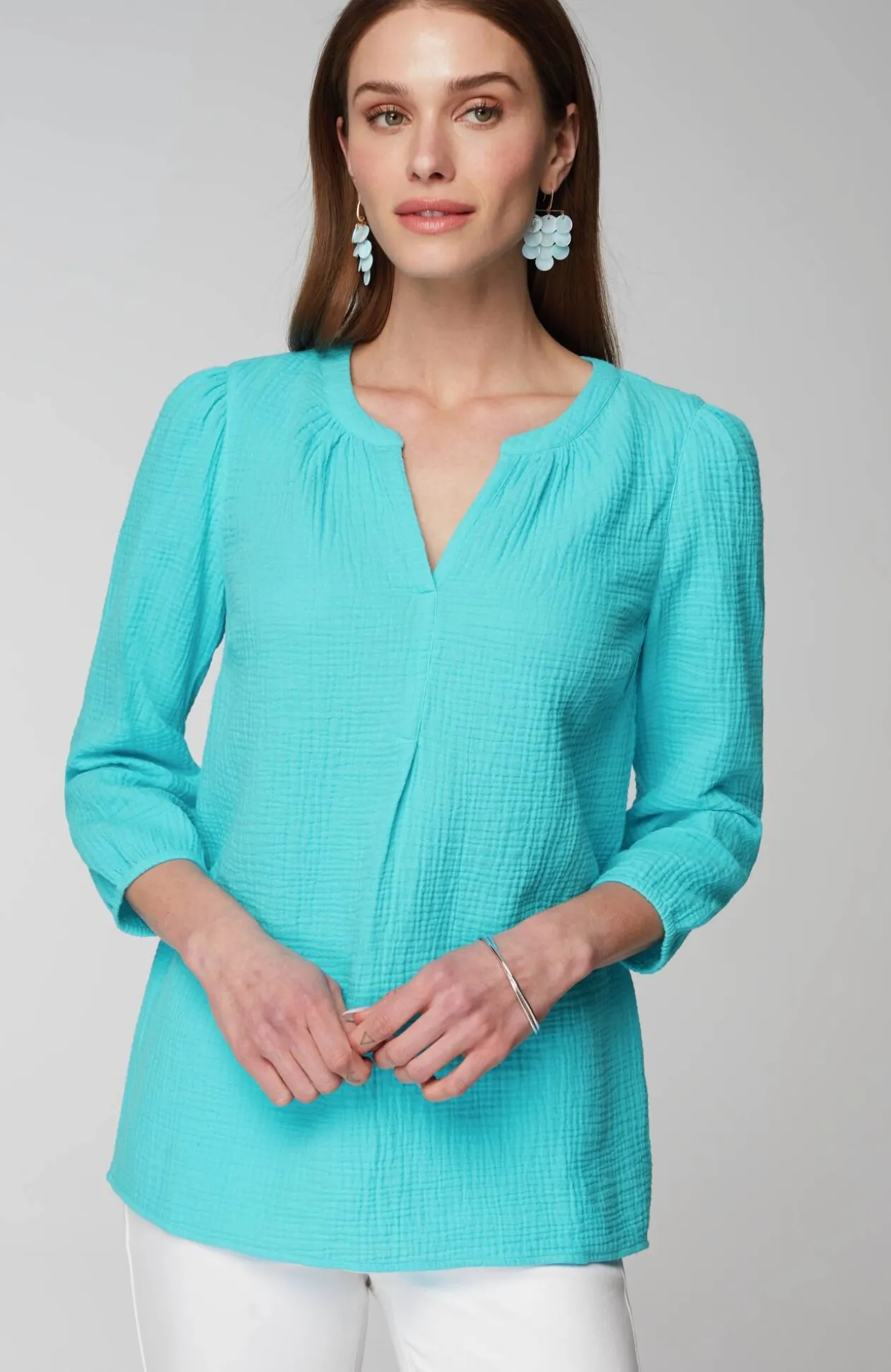 Cotton-Gauze Popover Top