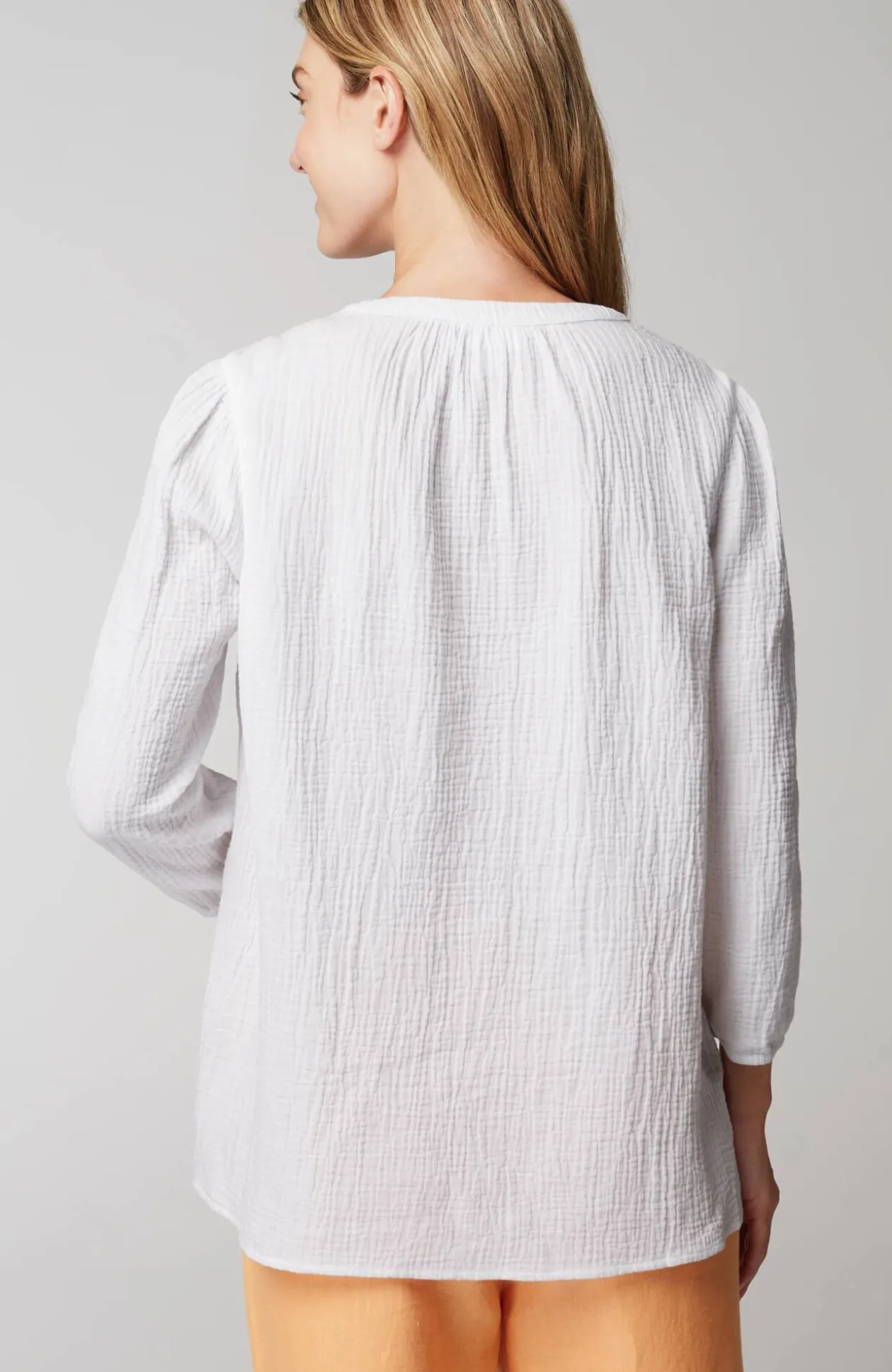 Cotton-Gauze Popover Top