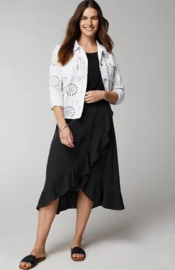 Cotton-Gauze Ruffled Wrap Skirt