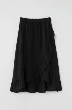 Cotton-Gauze Ruffled Wrap Skirt