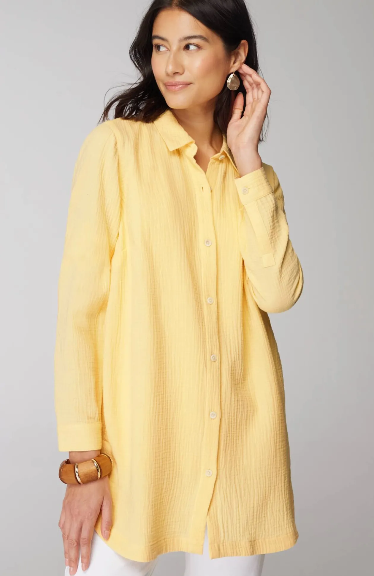 Cotton-Gauze Split-Hem Tunic