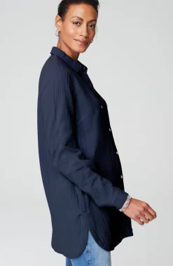 Cotton-Gauze Split-Hem Tunic
