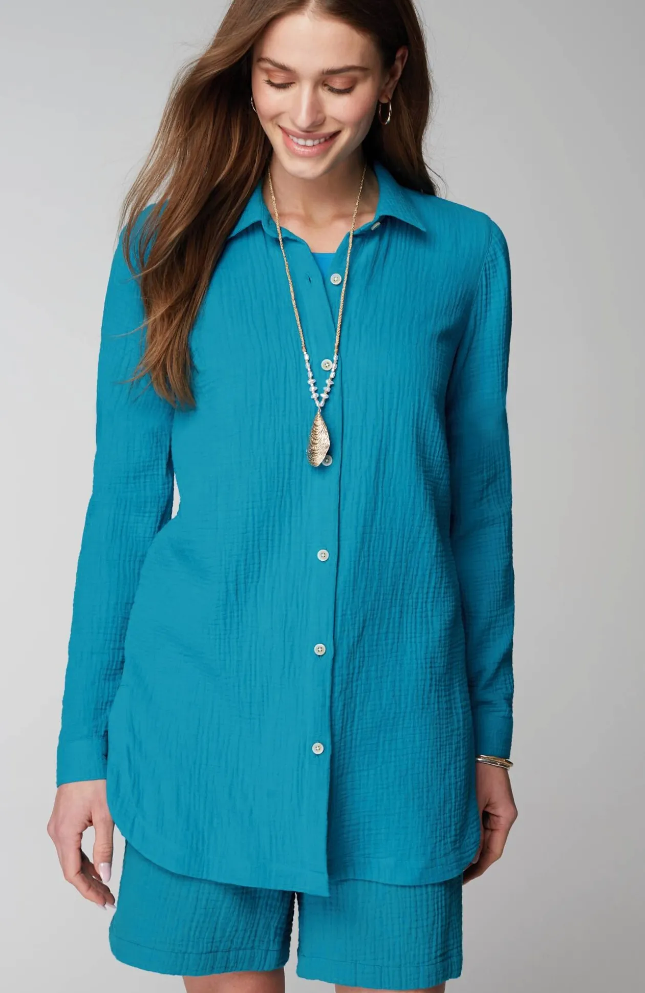 Cotton-Gauze Split-Hem Tunic
