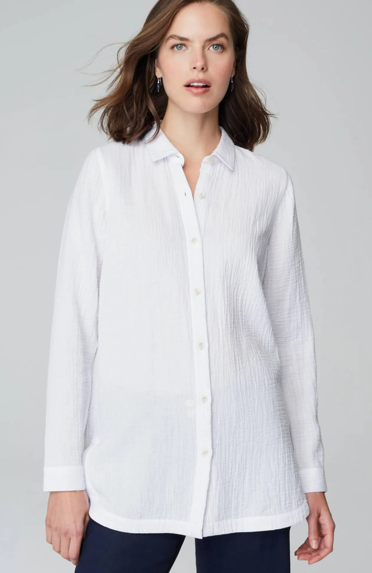 Cotton-Gauze Split-Hem Tunic