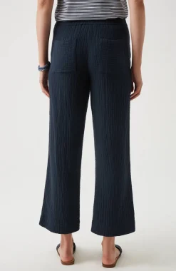 Cotton-Gauze Straight-Leg Crops