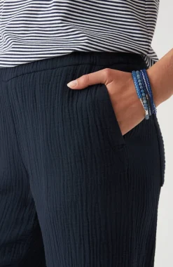 Cotton-Gauze Straight-Leg Crops