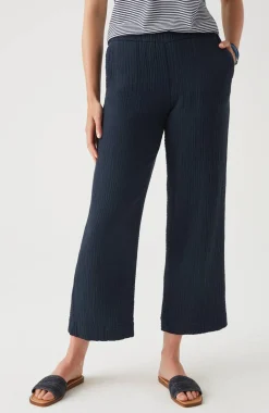 Cotton-Gauze Straight-Leg Crops