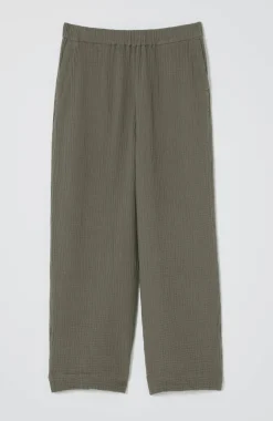 Cotton-Gauze Straight-Leg Crops